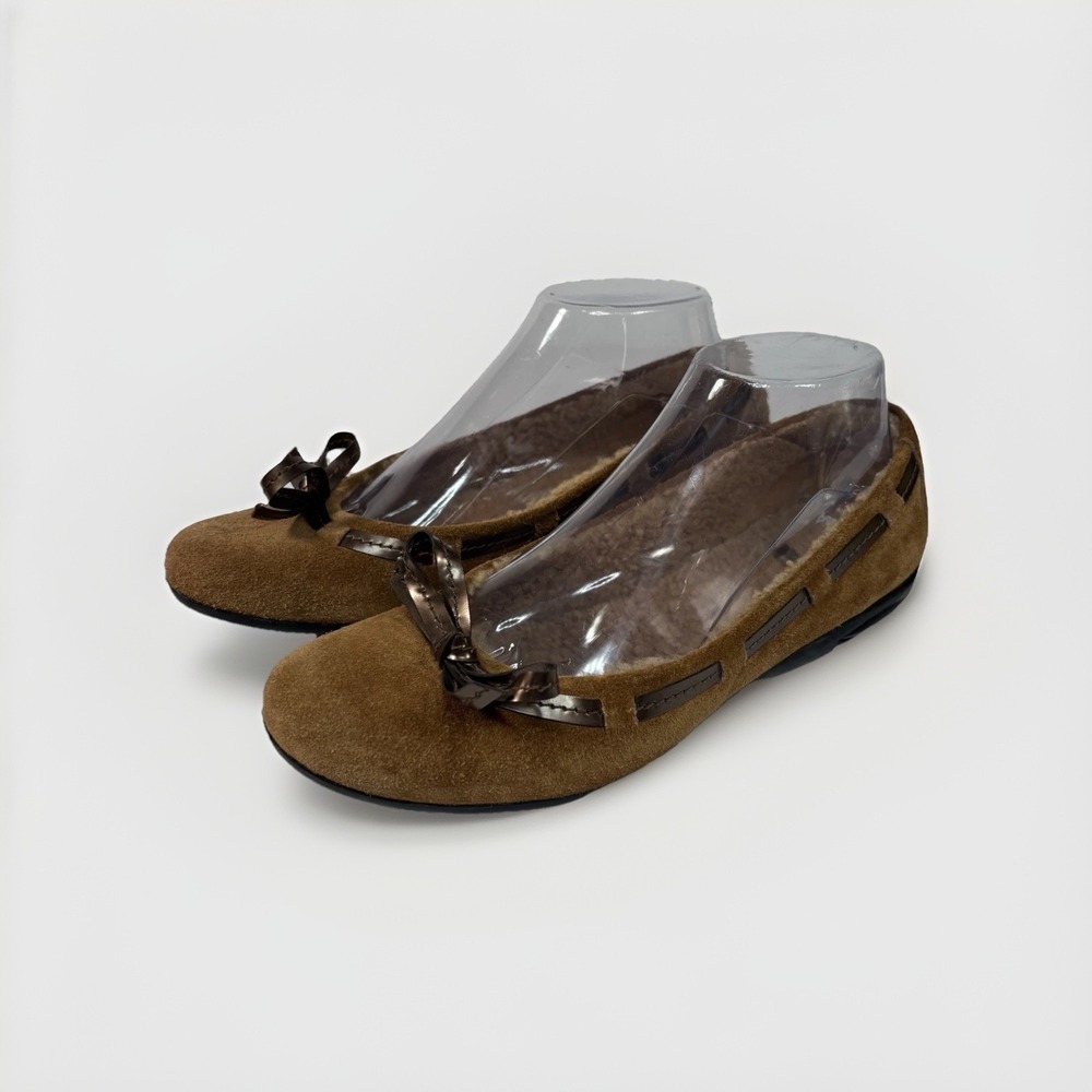 Stuart Weitzman Ballet Flats Suede W/Shearling Lining‎ Rubber Sole Size 8M